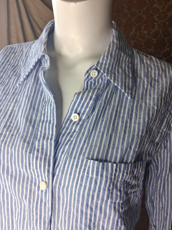 Theory Tops - Theory Blue and White Womens Striped Button-Down Shirt M